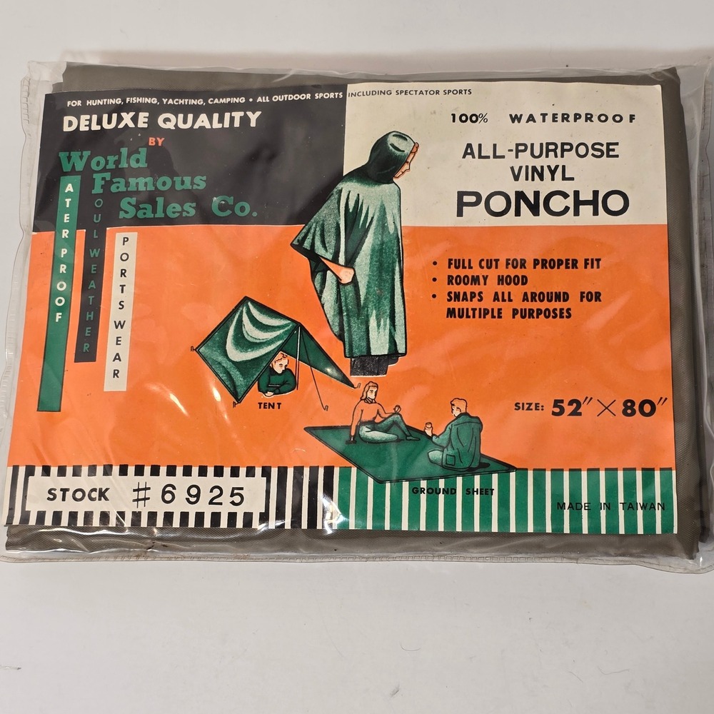 All Purpose Vinyl Poncho 100% Waterproof 52"x80" Hood Rain Gear Outdoor Camping‎